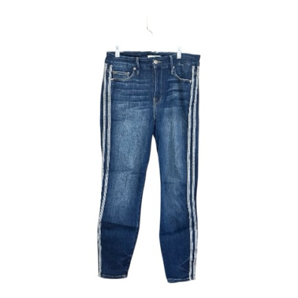 Good American Jeans 6 28 Good Legs Dark Blue Skinny Mixed Denim Stripes High
